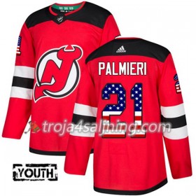 New Jersey Devils tröja Kyle Palmieri 21 Röd USA Flag Fashion 2017-2018 Adidas Authentic - NHL Tröjor Barn
